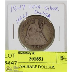 22) 1847 USA HALF DOLLAR.