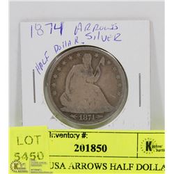 21) 1874 USA ARROWS HALF DOLLAR.
