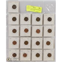 LOT OF 17 OLD CANADIAN PENNIES FROM 1932 & LATER.
