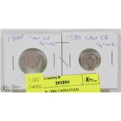 62) 1880 & 1888 CANADIAN VICTORIAN 5 CENT SILVER