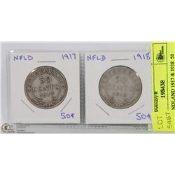 NEWFOUNDLAND 1917 & 1918  50 CENT COINS.