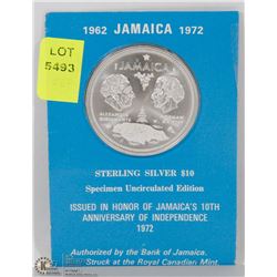 1972 JAMAICA STERLING SILVER $10 COIN