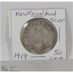 1919 NEWFOUNDLAND SILVER 50CENT PIECE