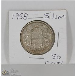 1958 CANADIAN SILVER 50 CENT PIECE