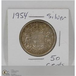 1954 CANADIAN SILVER 50 CENT PIECE