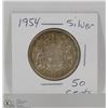 Image 1 : 1954 CANADIAN SILVER 50 CENT PIECE