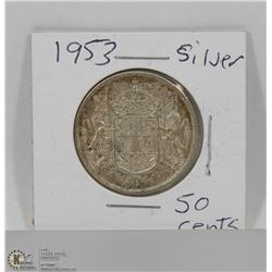 1953 CANADIAN SILVER 50 CENT PIECE