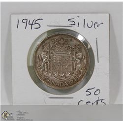 1945 CANADIAN SILVER 50 CENT PIECE