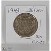 Image 1 : 1943 CANADIAN SILVER 50 CENT PIECE