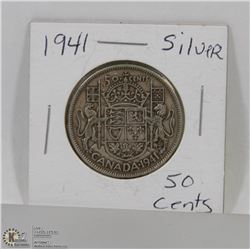 1941 CANADIAN SILVER 50 CENT PIECE