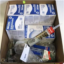 BOX OF RING TERMINALS, ASSORTED BITS AND SAFETY
