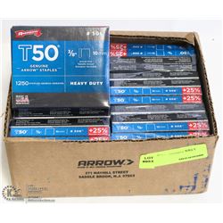 6 PACKS OF GENUINE ARROW STAPLES 3/8" 1250 PER BOX