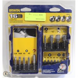IRWIN 16 PIECE SCREWDRIVER BIT SET