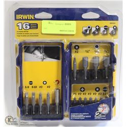 IRWIN 16 PIECE SCREWDRIVER BIT SET