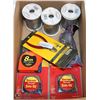 Image 1 : BOX OF TIE WIRE, MEASURING TAPES AND MORE