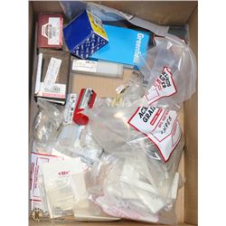 BOX OF ASSORTED FASTENERS AND HARDWARES