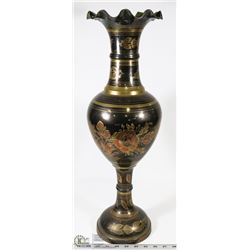 ORIENTAL STYLE BLACK & GOLD COLOR PAINTED VASE