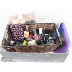 BOX W/NEW PRODUCTS - BASKET OF NAIL