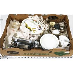 LARGE FLAT W/COFFEE PRESS, FINE CHINA,