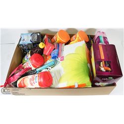 LARGE FLAT W/ WOMENS DEPEND UNDERWEAR, POISE &