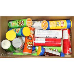 LARGE LOT OF PRINGLES & LAYS IN ASST FLAVORS.