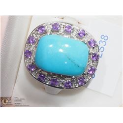 1) ST. SILVER ARIZONA TURQUOISE RING W/AMETHYST