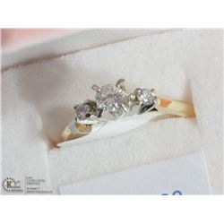 7) 14KT GOLD DIAMOND RING WITH 2 SIDE DIAMONDS