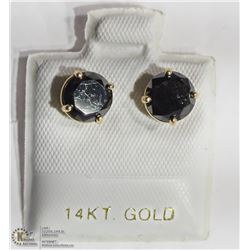 9) 14KT GOLD BLACK DIAMOND EARRINGS
