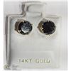 Image 1 : 9) 14KT GOLD BLACK DIAMOND EARRINGS