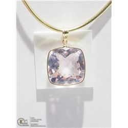 10) 14KT GOLD ROSE DI FRANCE LARGE STONE PENDANT