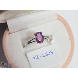 12) 10KT WHITE GOLD PINK SAPPHIRE RING