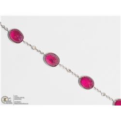 15) 14KT W. GOLD 7 RUBIES & 6 DIAMONDS BRACELET