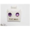 Image 1 : 24) 10KT GOLD GENUINE AMETHYST EARRINGS