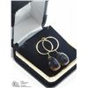 Image 2 : 25) 14KT GOLD GENUINE SMOKEY QUARTZ EARRINGS