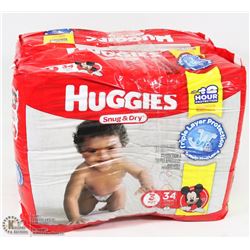 LOT OF 2 HUGGIES  SNUG & DRY 34PK SIZE 3 DIAPERS
