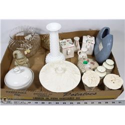 BOX OF ASSORTED GLASSWARE, SERVINGWARE