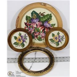 FLAT OF MID CENTURY FRAMED EMBROIDERY WALL HANGING