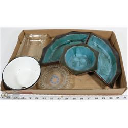 VINTAGE STONEWARE , ENAMELLED PORCELAIN ETC