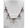 Image 1 : 26) STERLING SILVER GENUINE AMETHYST NECKLACE