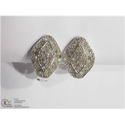 29) STERLING SILVER DIAMOND CLUSTER EARRINGS