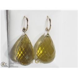 30) 14KT GOLD LARGE BRIOLETTE CITRINE EARRINGS