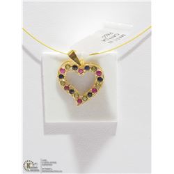 33) 18KT GOLD GEMSTONE PENDANT NECKLACE