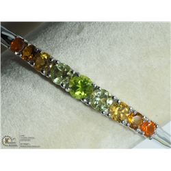 34) STERLING SILVER BRACELET W/ NATURAL GEMSTONES