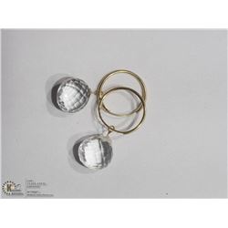 37) 14KT GOLD HOOP EARRINGS W/ WHITE TOPAZ
