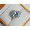 Image 1 : 39) 10KT GOLD RARE BLUE ZIRCON & 12 DIAMONDS RING