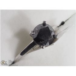 44) 14KT WHITE GOLD BLACK DIAMOND RING