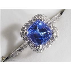 45) 10KT WHITE GOLD TANZANITE & 34 DIAMONDS RING