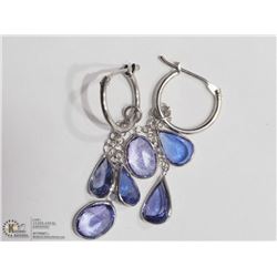 47) 14KT WHITE GOLD TANZANITE HOOP EARRINGS