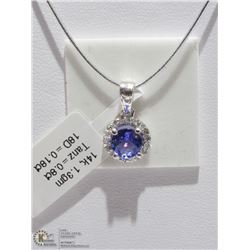 48) 14KT TANZANITE & DIAMOND PENDANT NECKLACE
