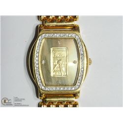 49) 24KT GOLD PLATED WATCH W/1G PURE SWISS GOLD INGOT